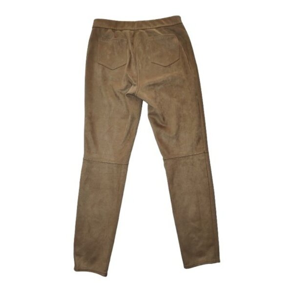 Max Studio Faux Suede Tapered Mid rise Brown Pull On Pants L - Picture 2 of 5